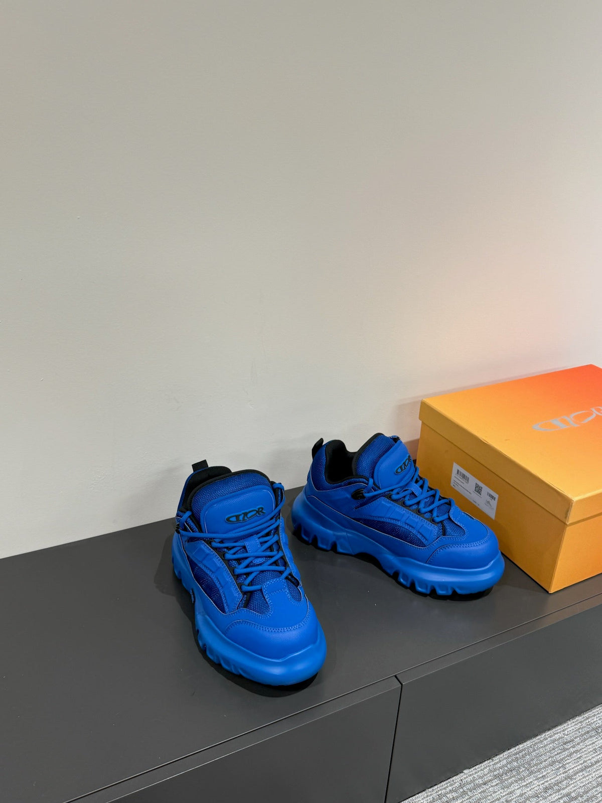 CD Sneaker In Deep Blue Calfskin And Mesh Fabric 109250