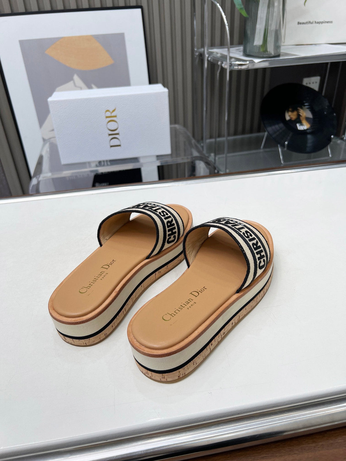 CD Dway 40 Brown Canvas Platform Sandal 218500