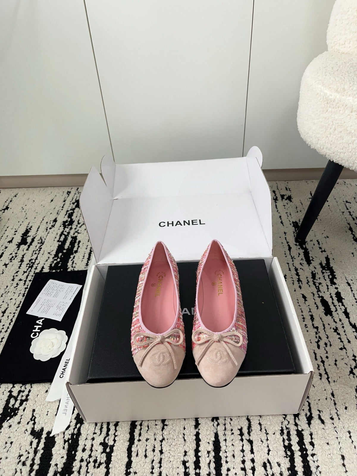 CC 26A Ballet Flat Stale Pink Suede Tweed 900738
