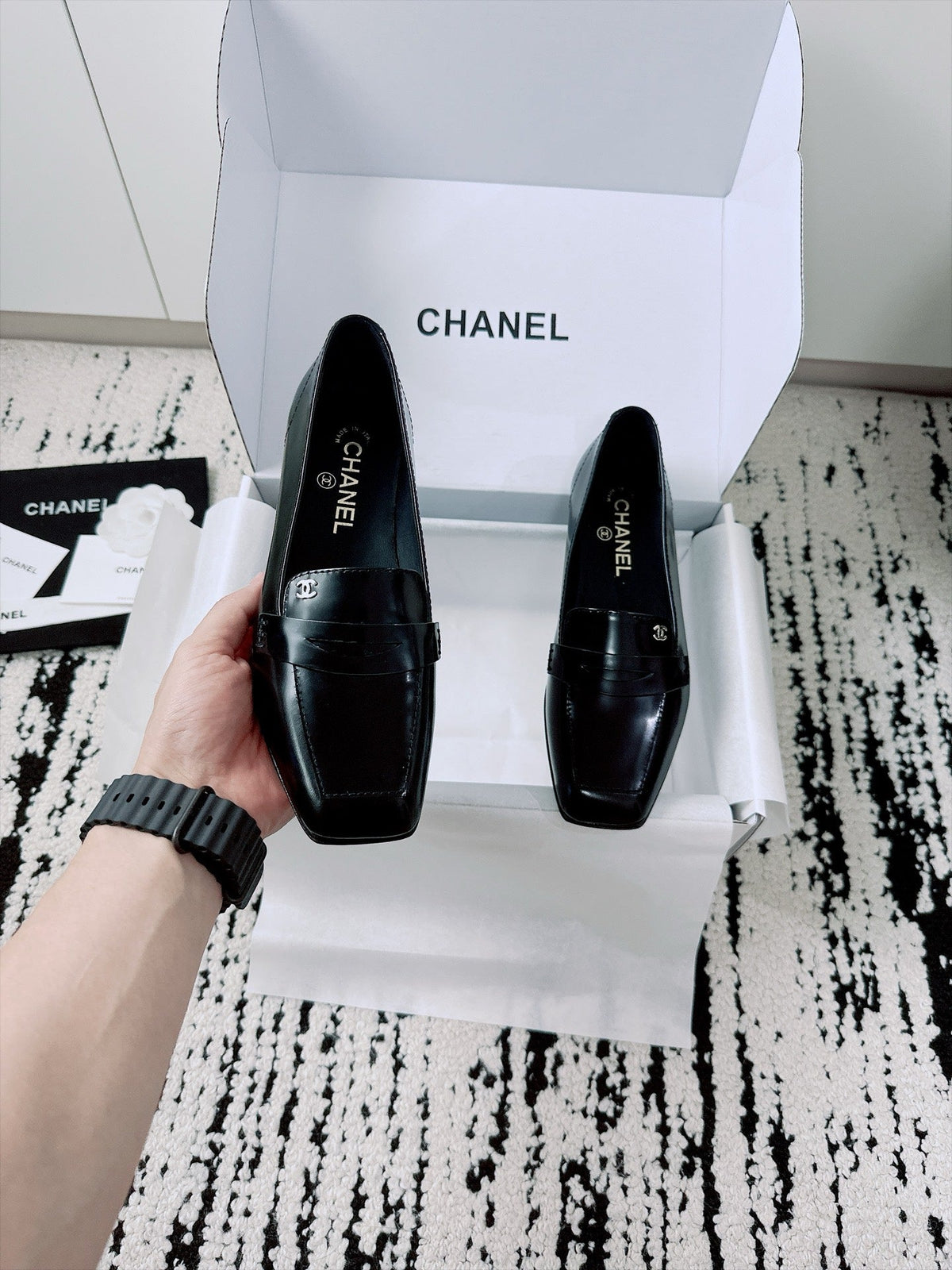 CC AW26 Mocassins Flat Black Shiny Leather 942448