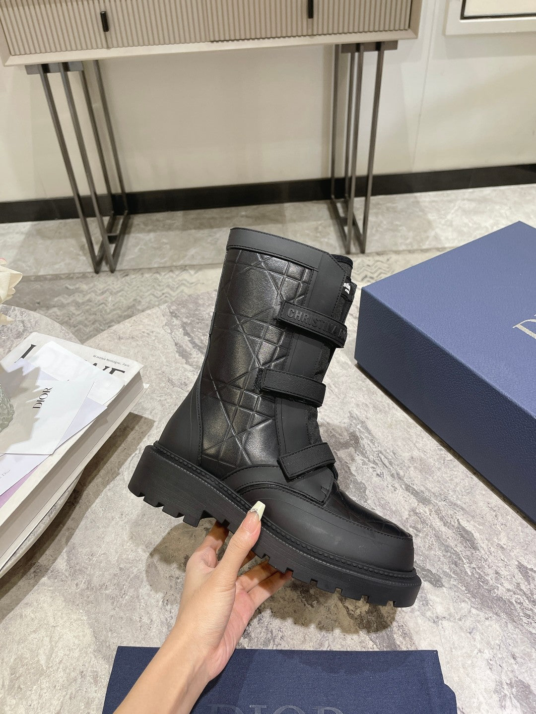 CD Dioranger Ankle Boot 45mm Black Calfskin And Fleece Lining