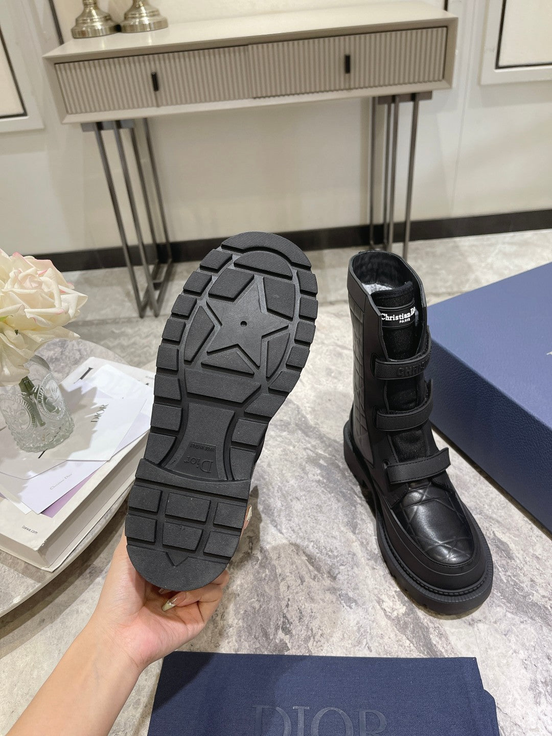 CD Dioranger Ankle Boot 45mm Black Calfskin And Fleece Lining