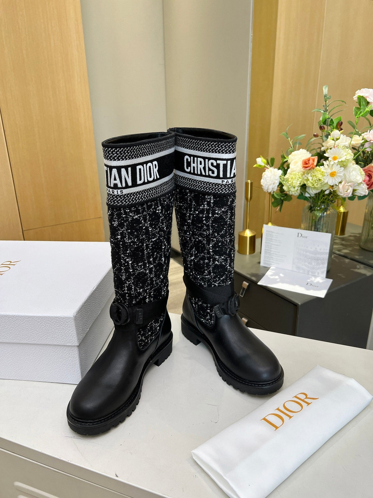 D-Major Boot In Black Denim Fabric And Lambskin 107716