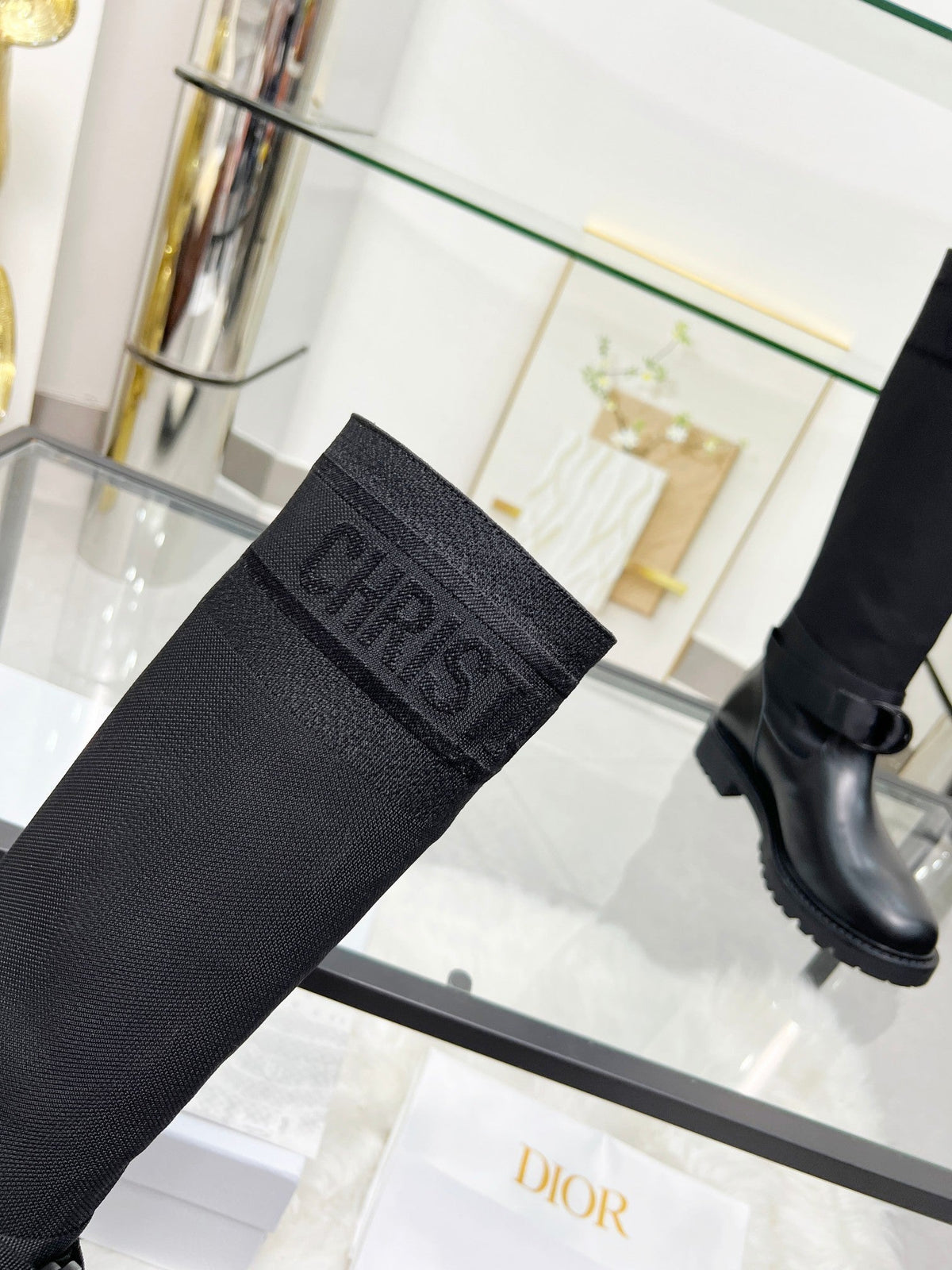 D-Major Boot In Black Stretch Wool And Lambskin 107721
