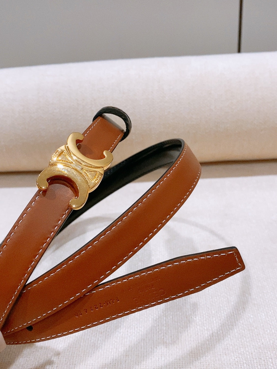 CELINE 26S REVERSIBLE BELT 18 MM IN BLACK AND BROWN CALFSKIN 656089