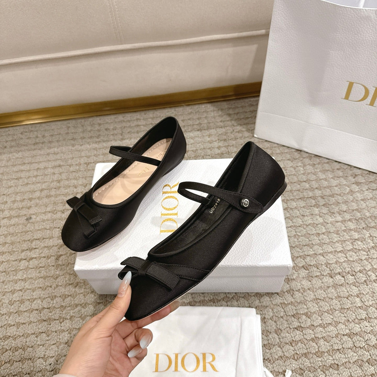 CD Lovely-D Raso Nero Ballerina Black Sheepskin 502333