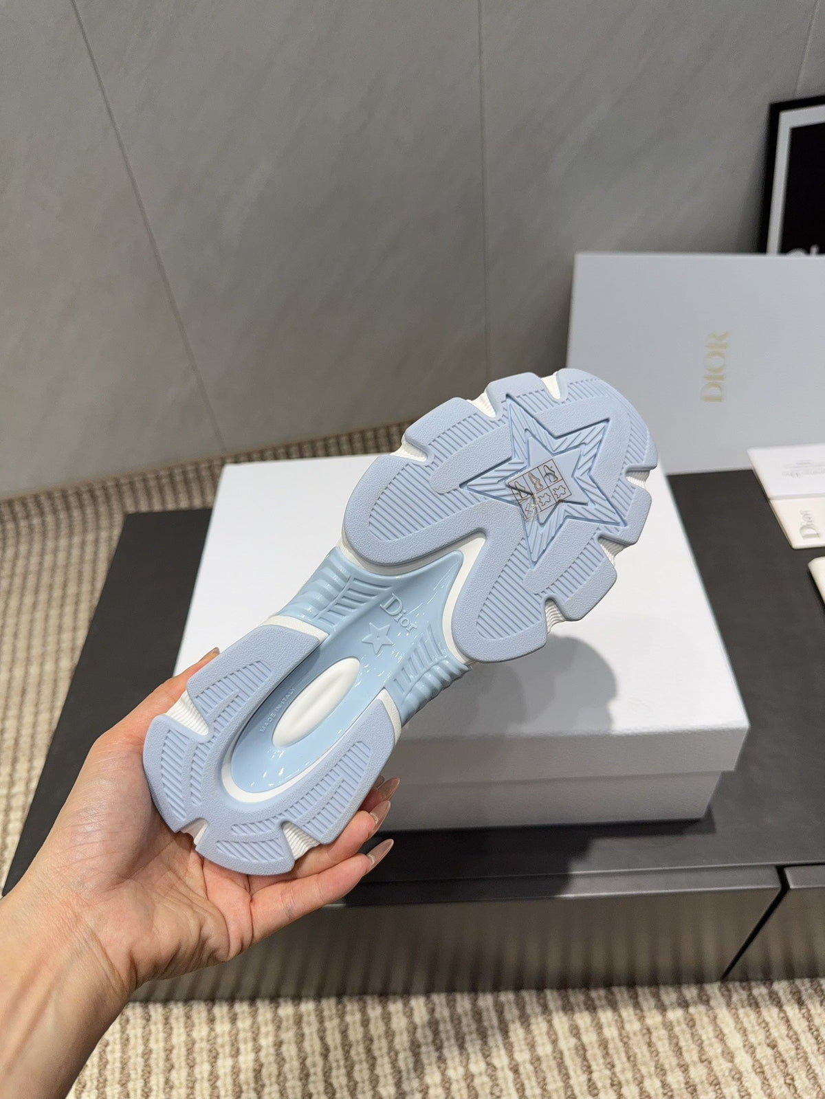 CD platform casual sneaker white light blue wool suede mesh 539682