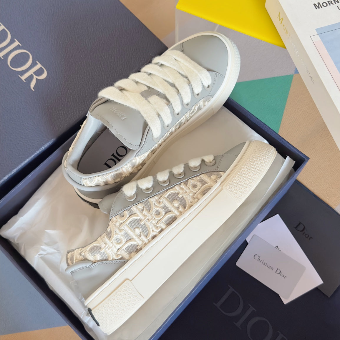 CD B33 Sneaker - Limited And Numbered Edition 40mm Grey Oblique Jacquard And Cowhide