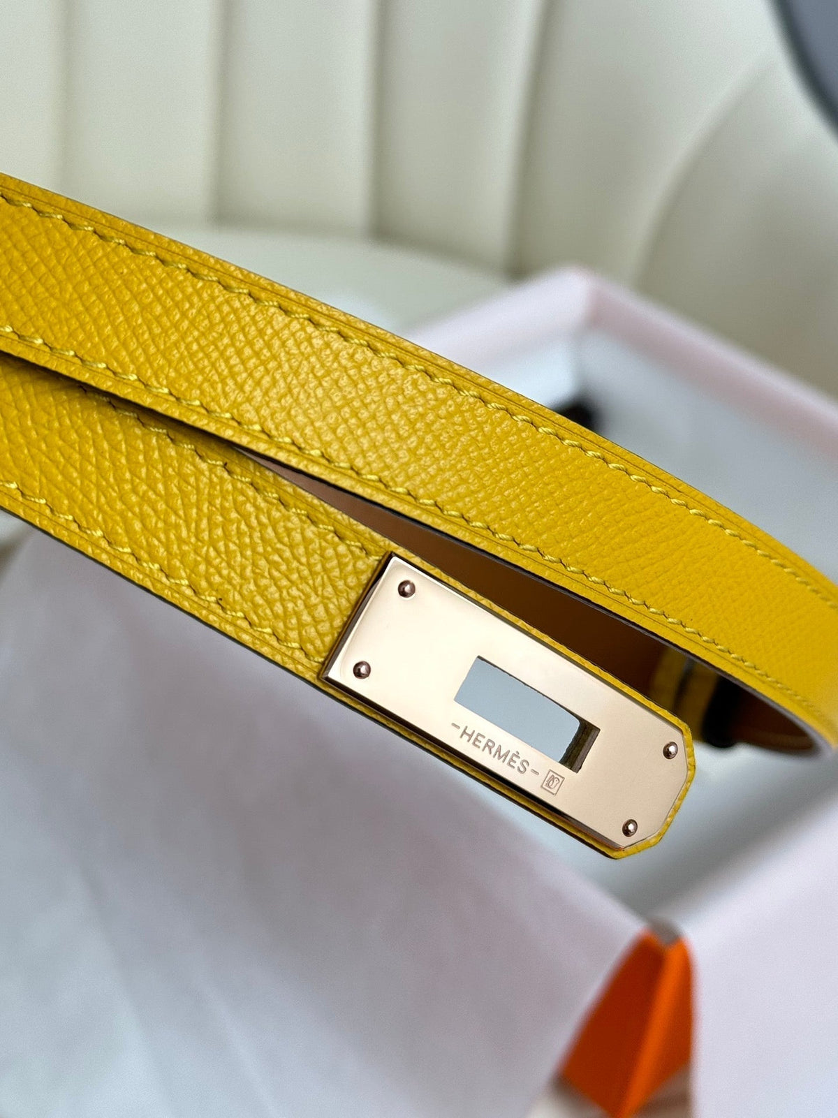 HM Kelly Belt 18mm Dark Yellow Epsom Leather