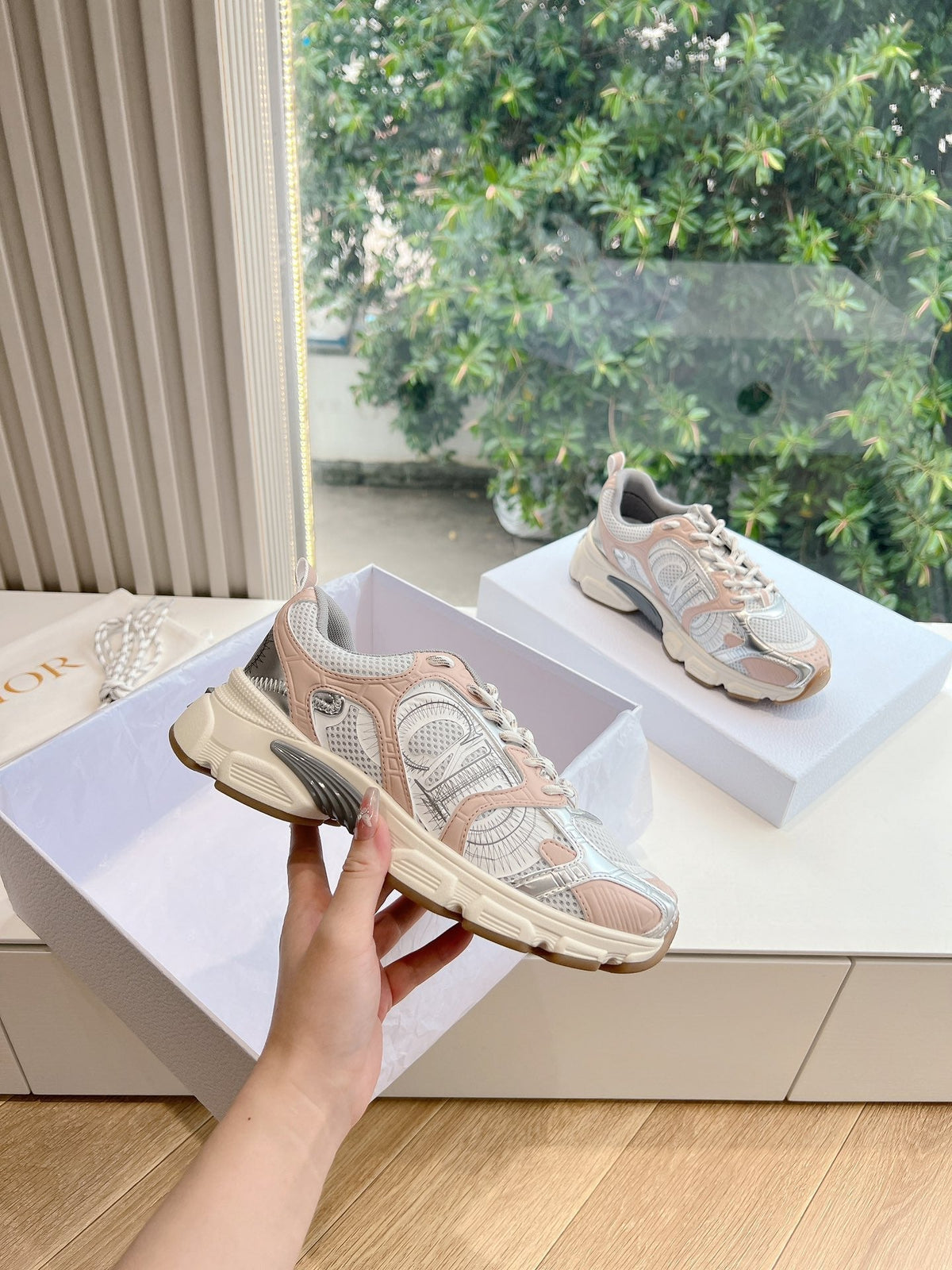 CD Chrono Sneaker Mesh with Leather-Effect Panels 241615