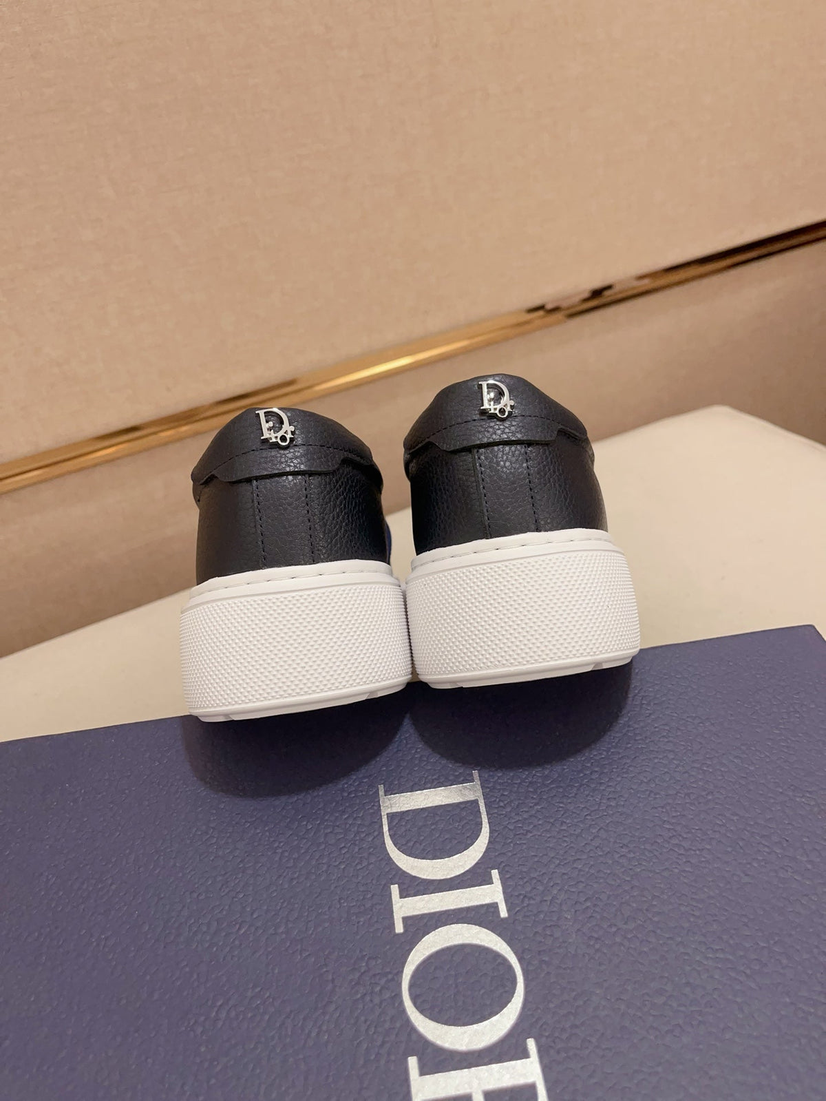 CD B23 SLIP ON NAVY CALFSKIN AND JACQUARD