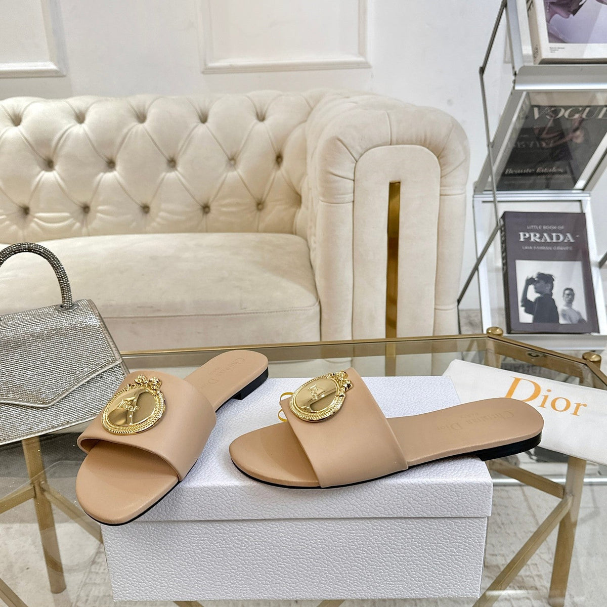 CD 26s Sandals Beige Leather 667115