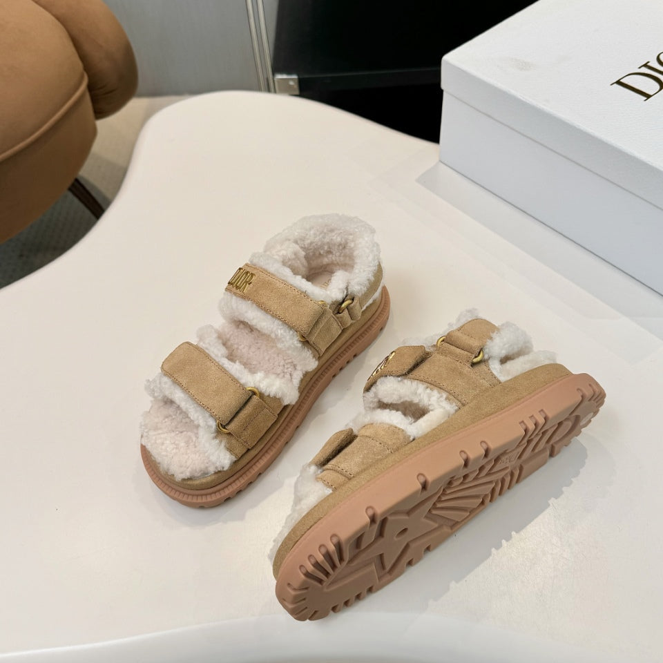 CD Dioract Sandal Beige Suede Wool 529373