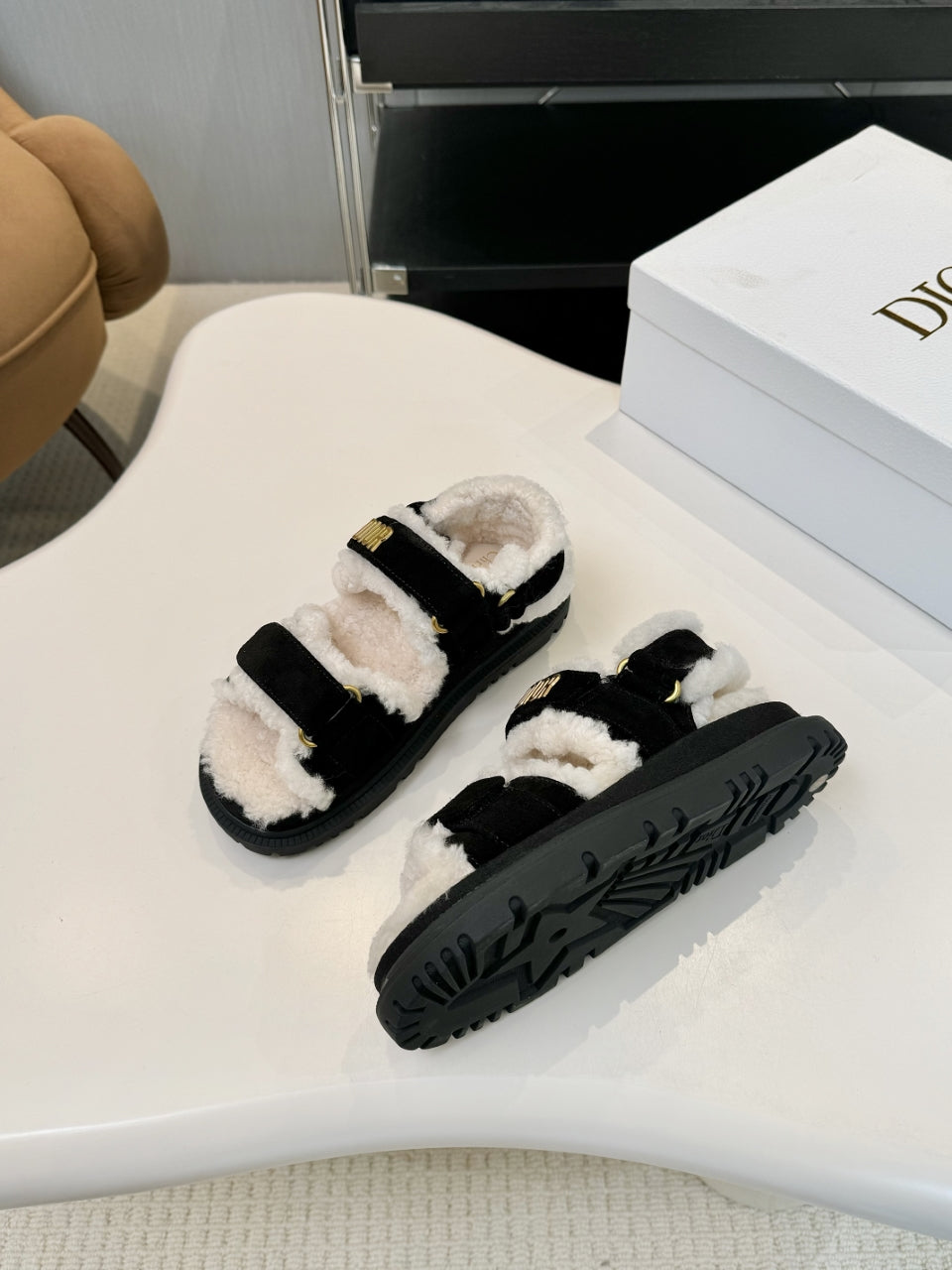 CD Dioract Sandal Black Suede Wool 529377