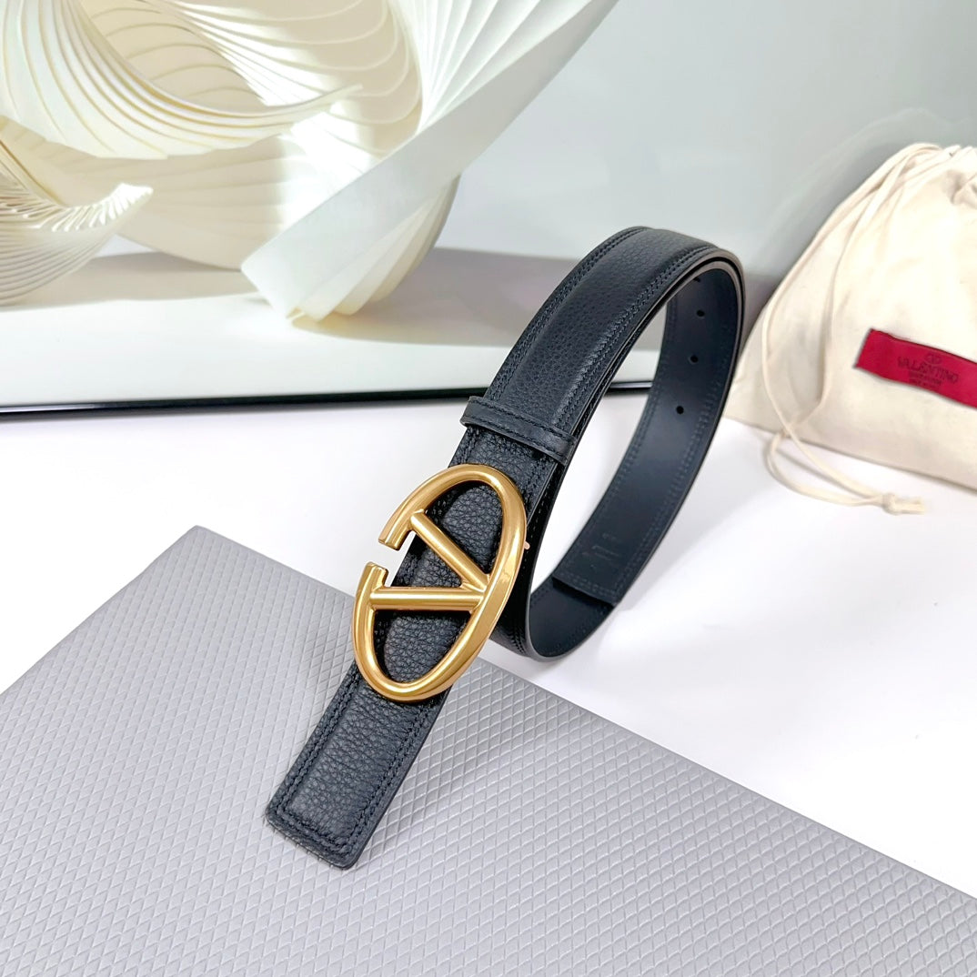 The Bold Edition Belt 34mm Black Calfskin Gold Buckle
