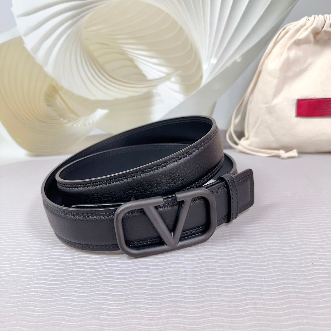 Vlogo Edition Belt 34mm Black Calfskin Black Buckle