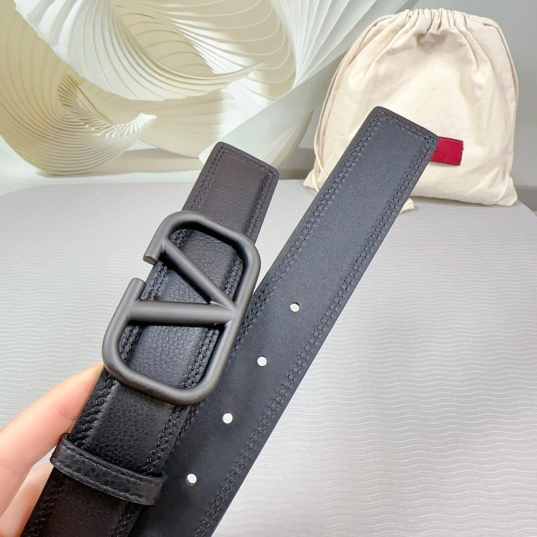Vlogo Edition Belt 34mm Black Calfskin Black Buckle