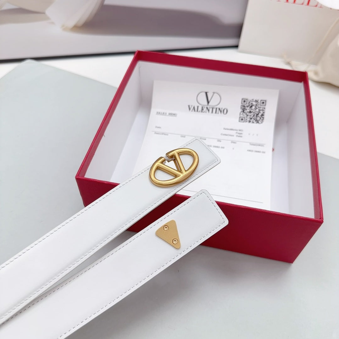 The Bold Edition Belt 30mm White Calfskin Gold Buckle