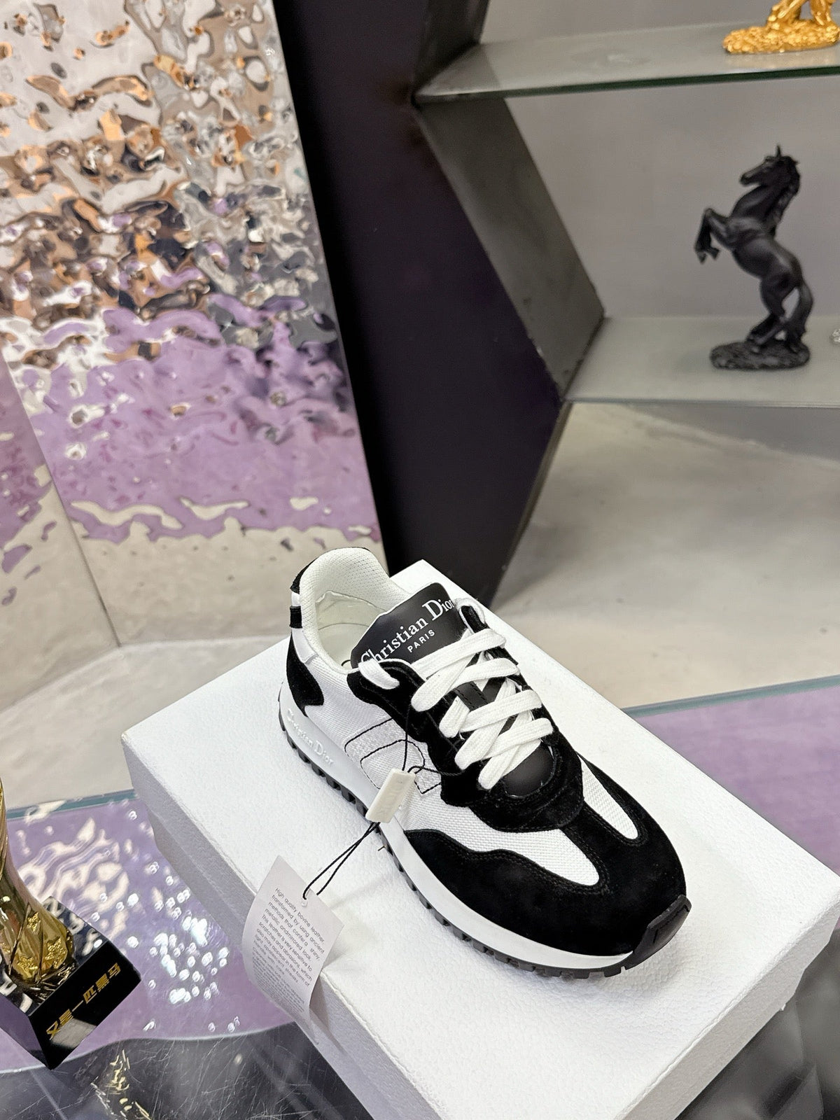 CD C'est Dior Sneaker Black White Mesh Suede Calfskin 546579