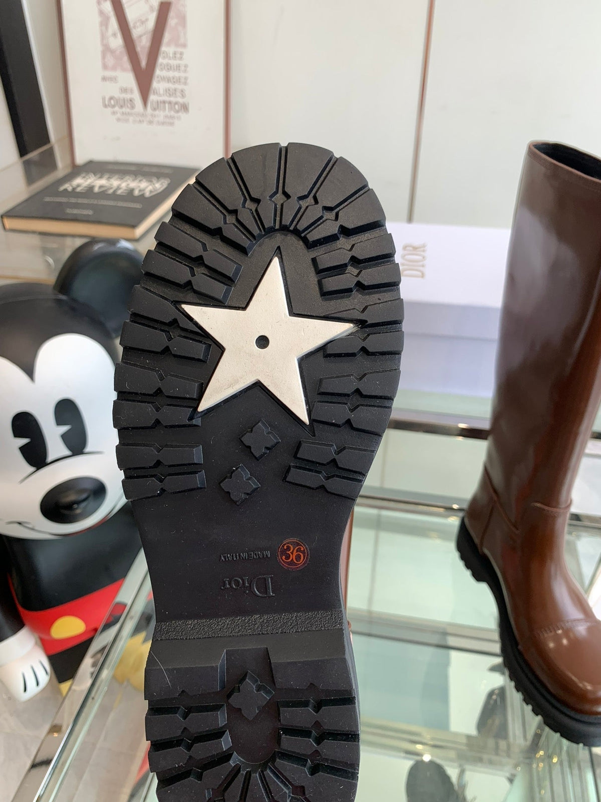 CD Diorebel Boot Glossy Brown Calfskin