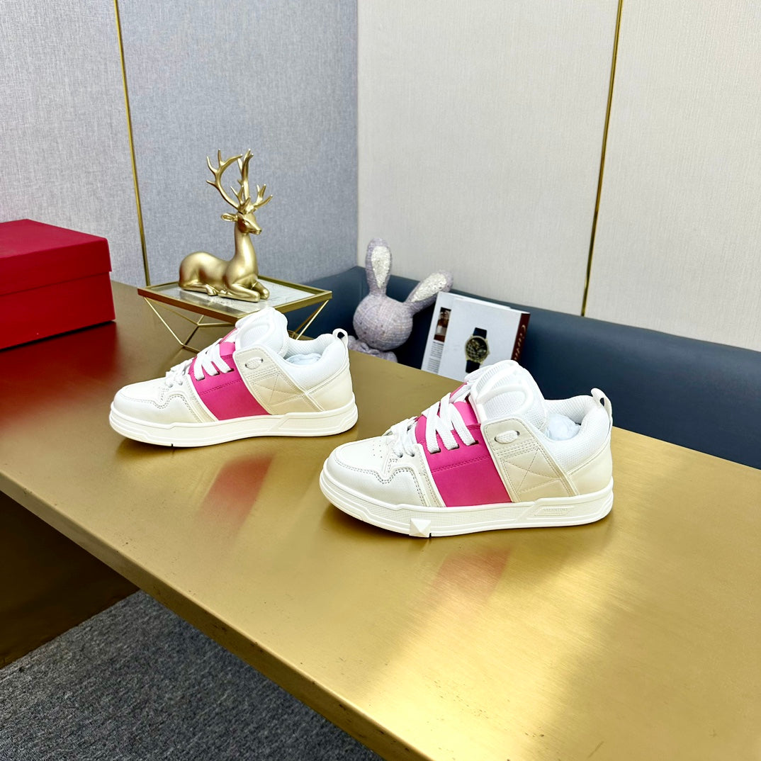 One Stud Sneaker Garavani Calfskin Fabric Pink White