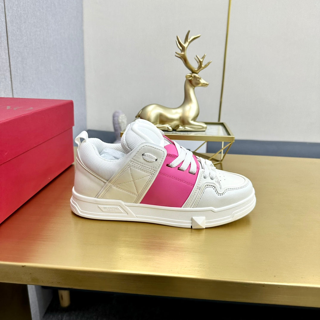 One Stud Sneaker Garavani Calfskin Fabric Pink White