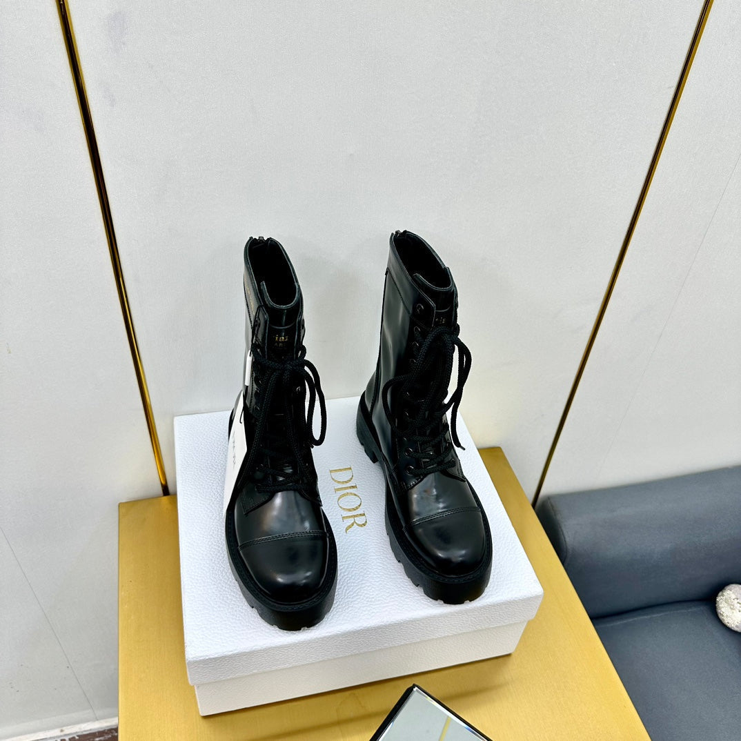 CD D-Unit Ankle Boot 40mm In Plain Black Calfskin 111776
