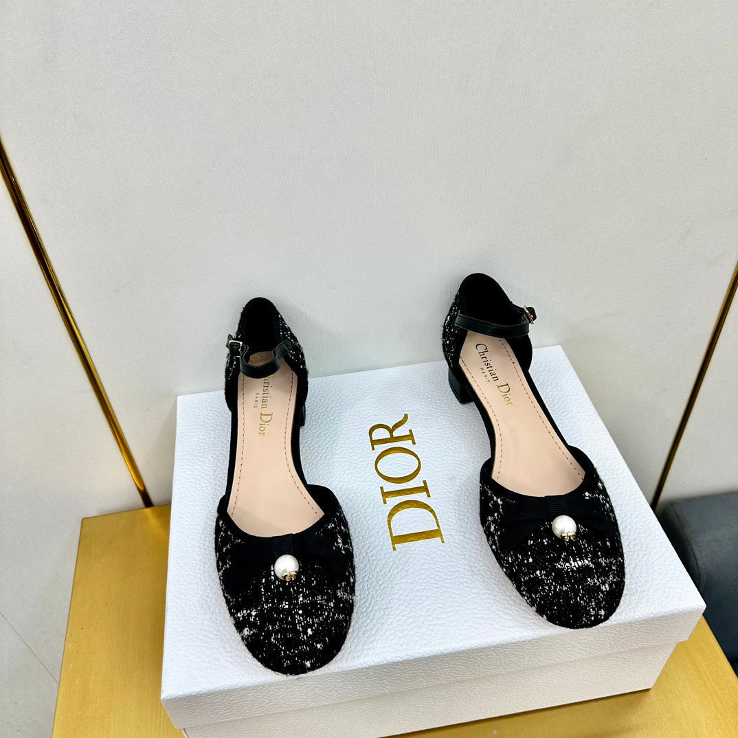 CD Ballet Slingback Pump 35mm In Black Tweed And Lambskin 111016