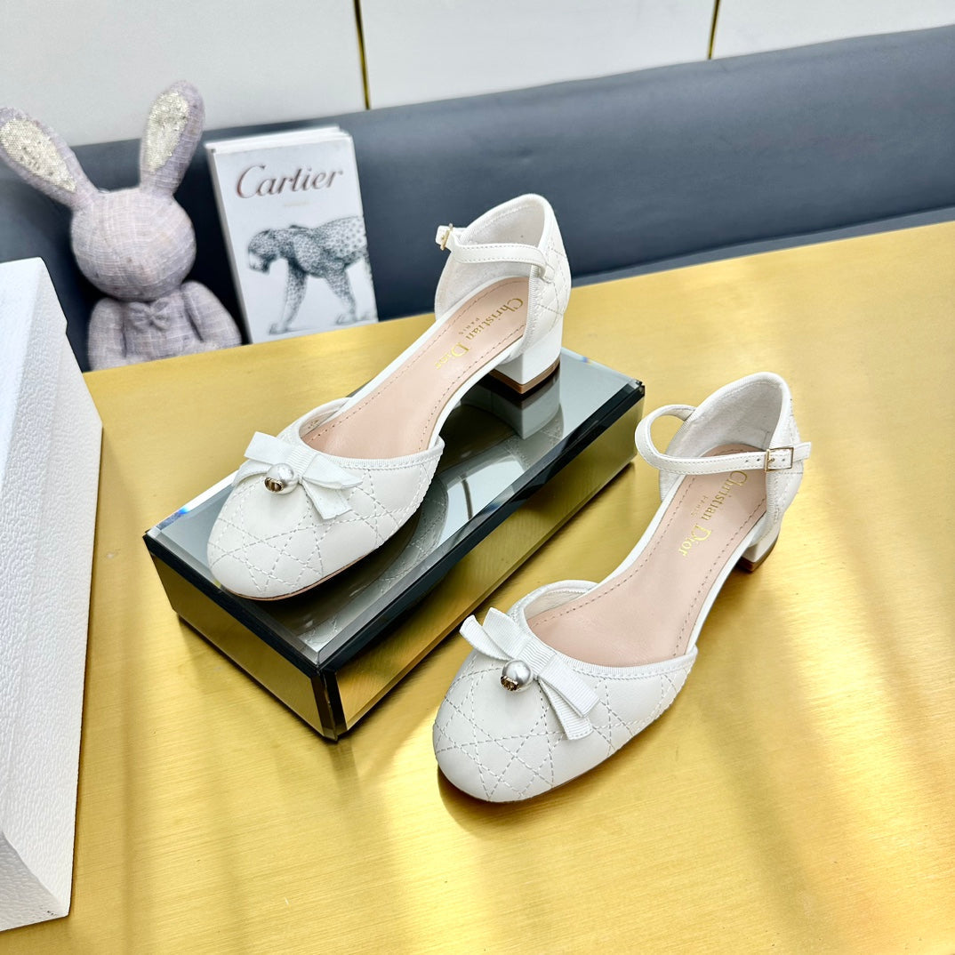CD Ballet Slingback Pump 50MM In White Quilted Calfskin 111030