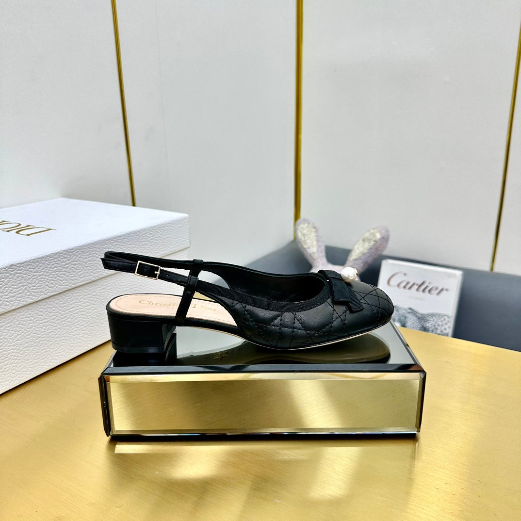CD Ballet Slingback Pump 35MM In Black Quilted Calfskin 111035