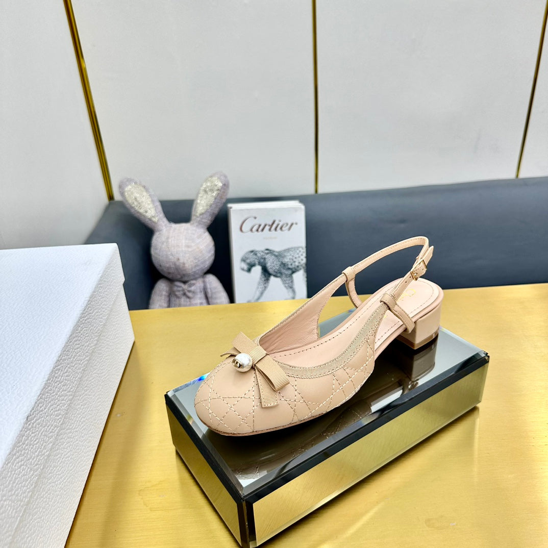 CD Ballet Slingback Pump 35MM In Nude Quilted Calfskin 111039