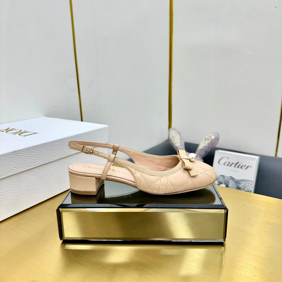CD Ballet Slingback Pump 35MM In Nude Quilted Calfskin 111039