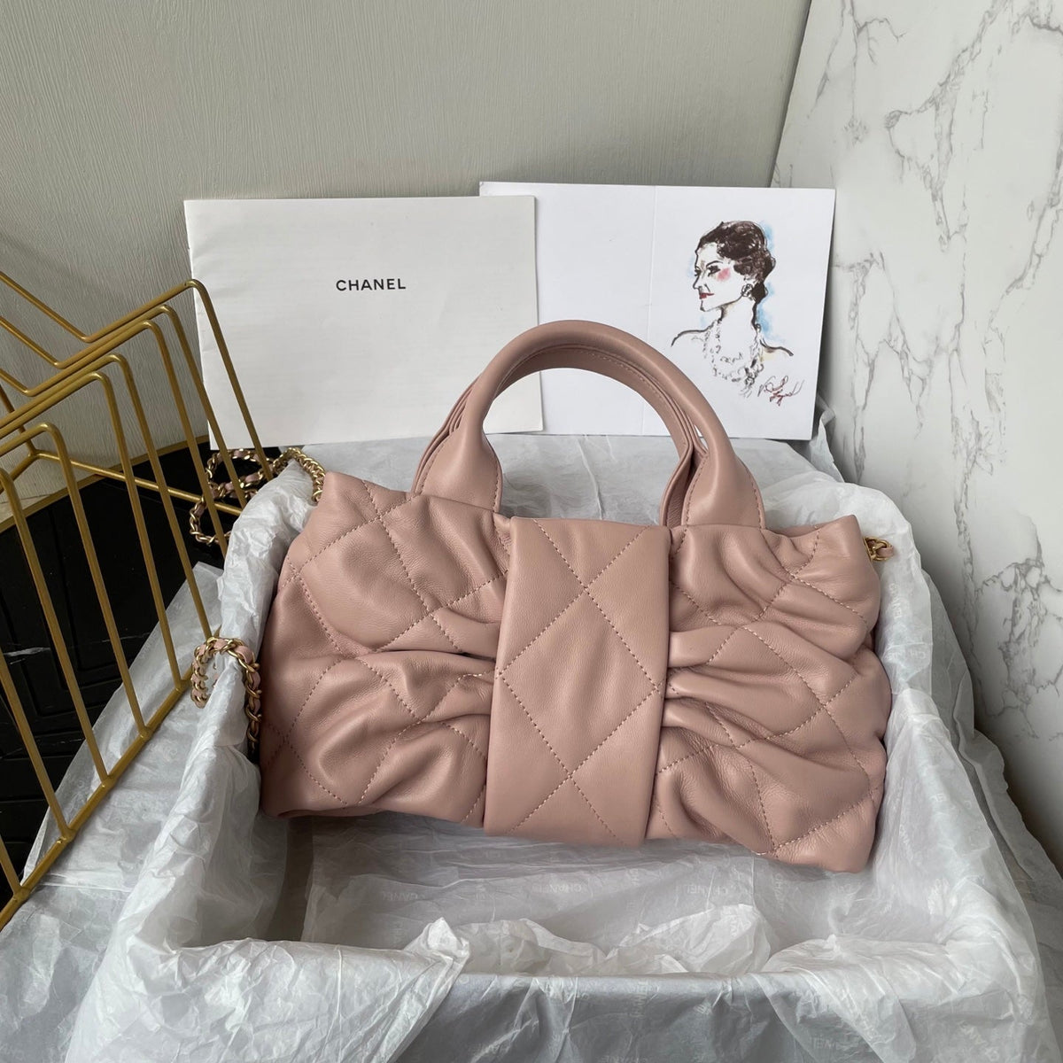 CC 25K Mini Bow Bag 26cm Pink Calfskin