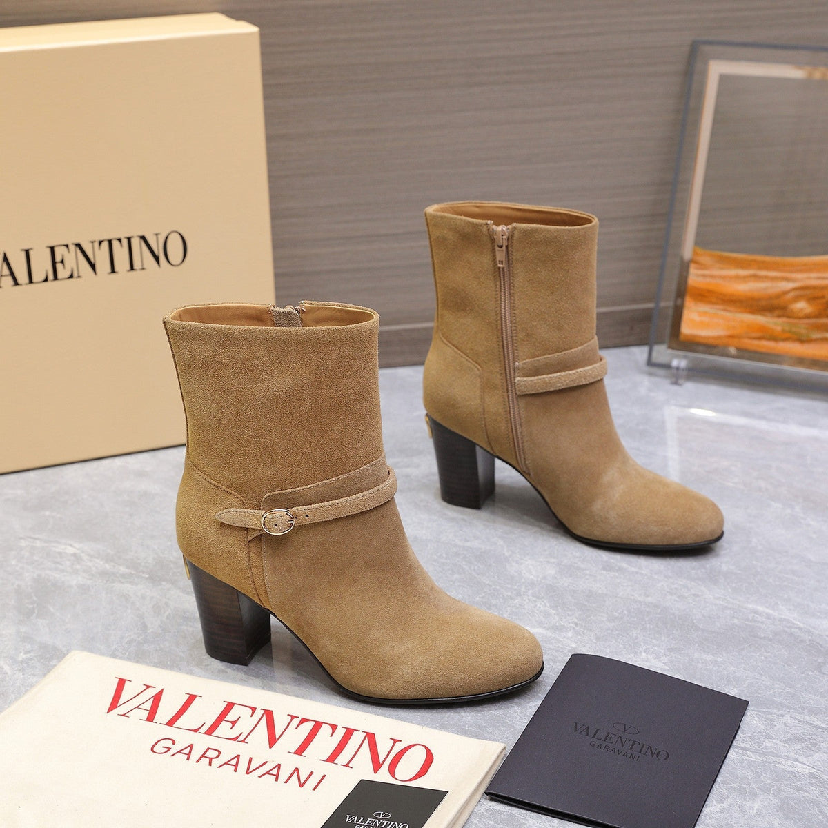 Valentino 2025 Heeled Boot Tan Suede 547598