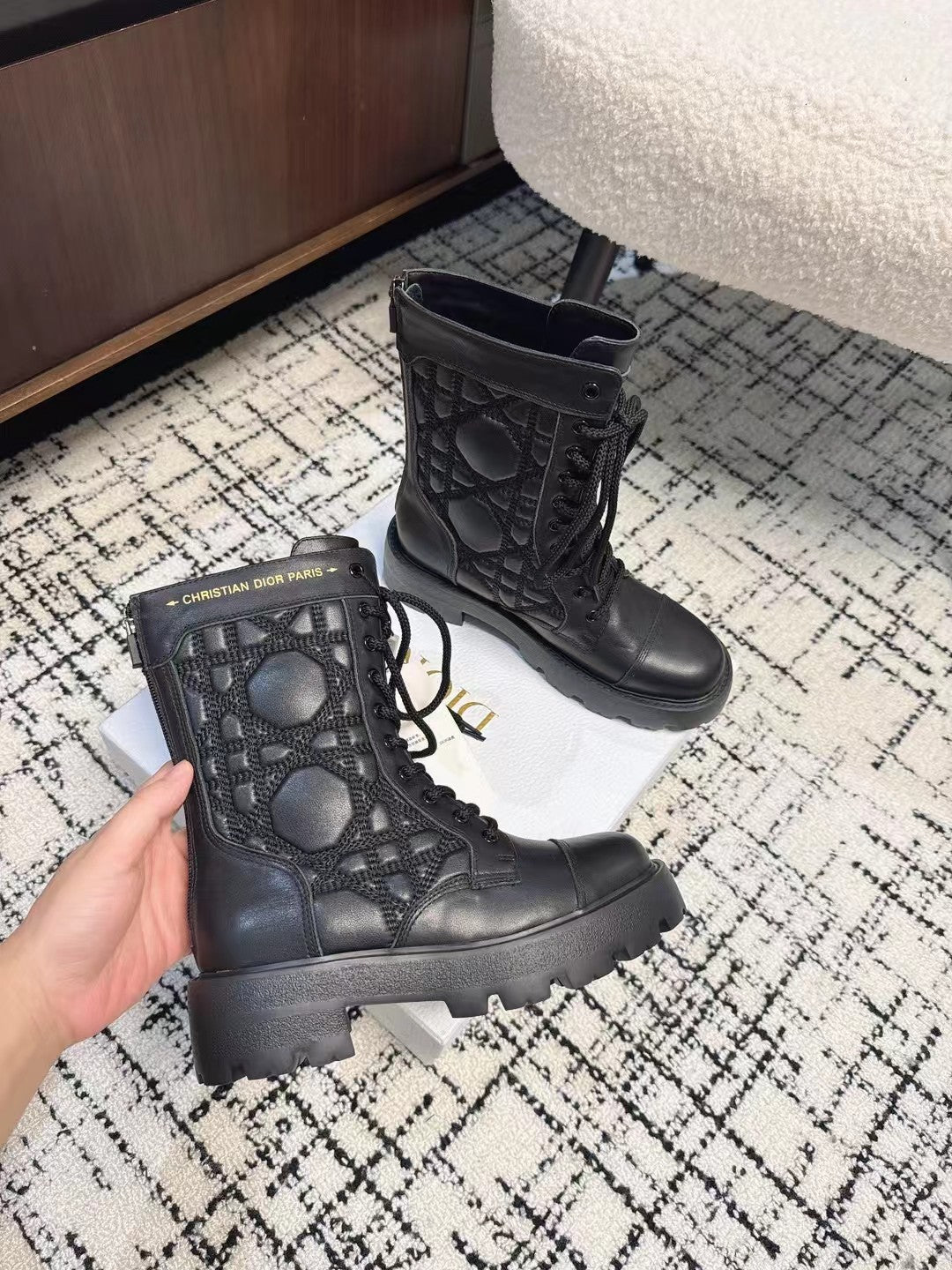 CD D-Unit Ankle Boot Plain Black Calfskin
