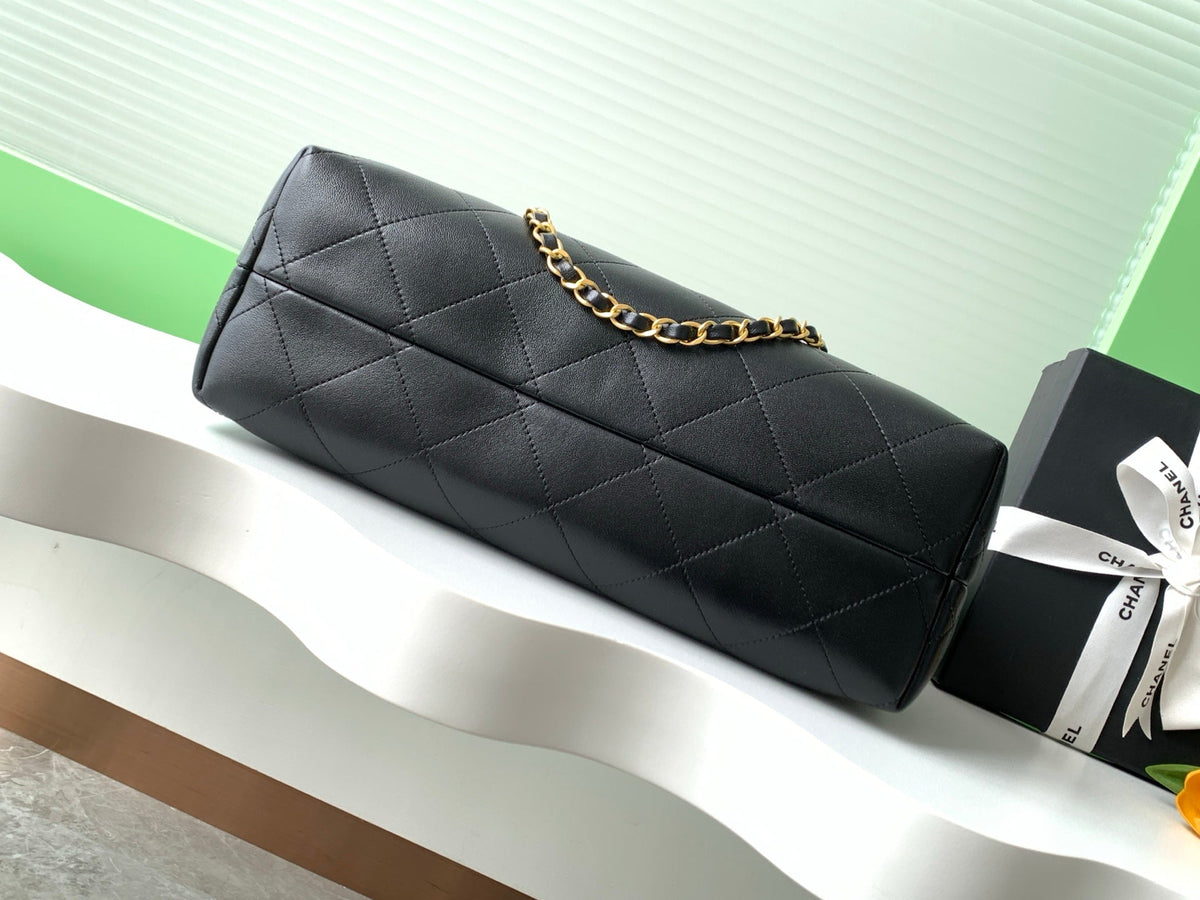 CC 25A Small Tote 36cm Grey Suede Black Calfskin