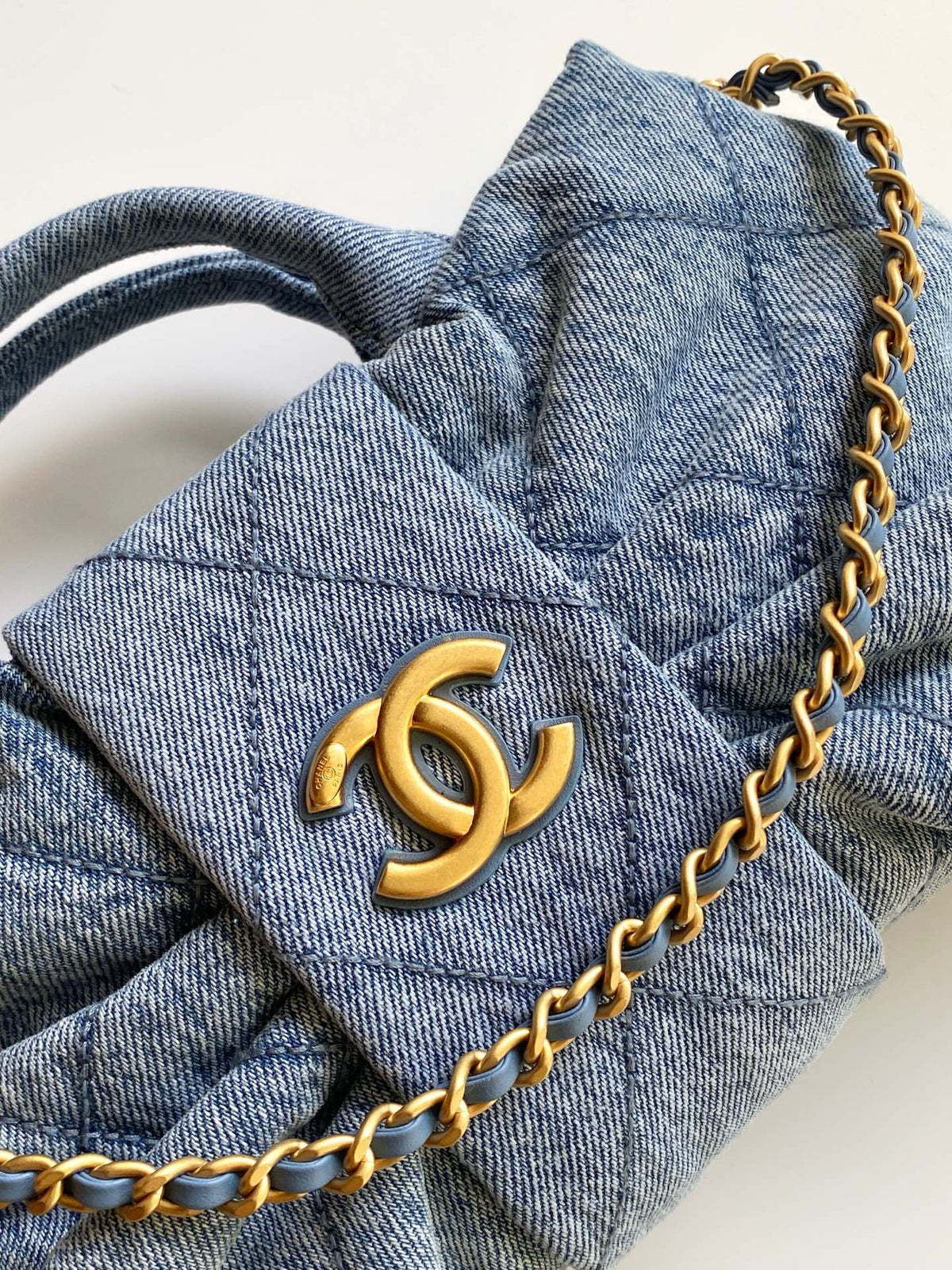 CC 25K Mini Bow Bag 26cm Blue Denim