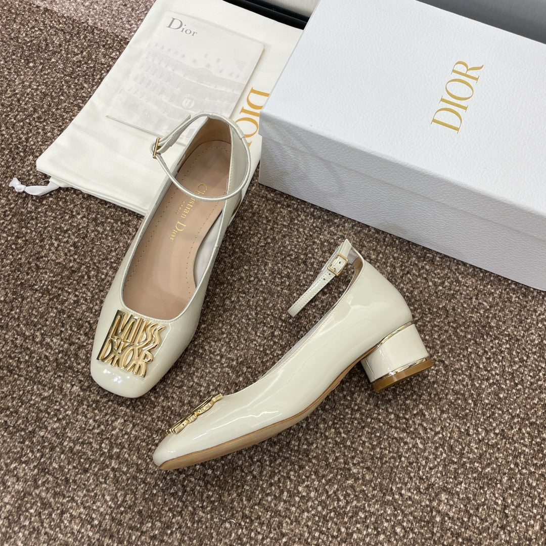 CD Miss Dior Pump 35mm Glossy White Cowhide