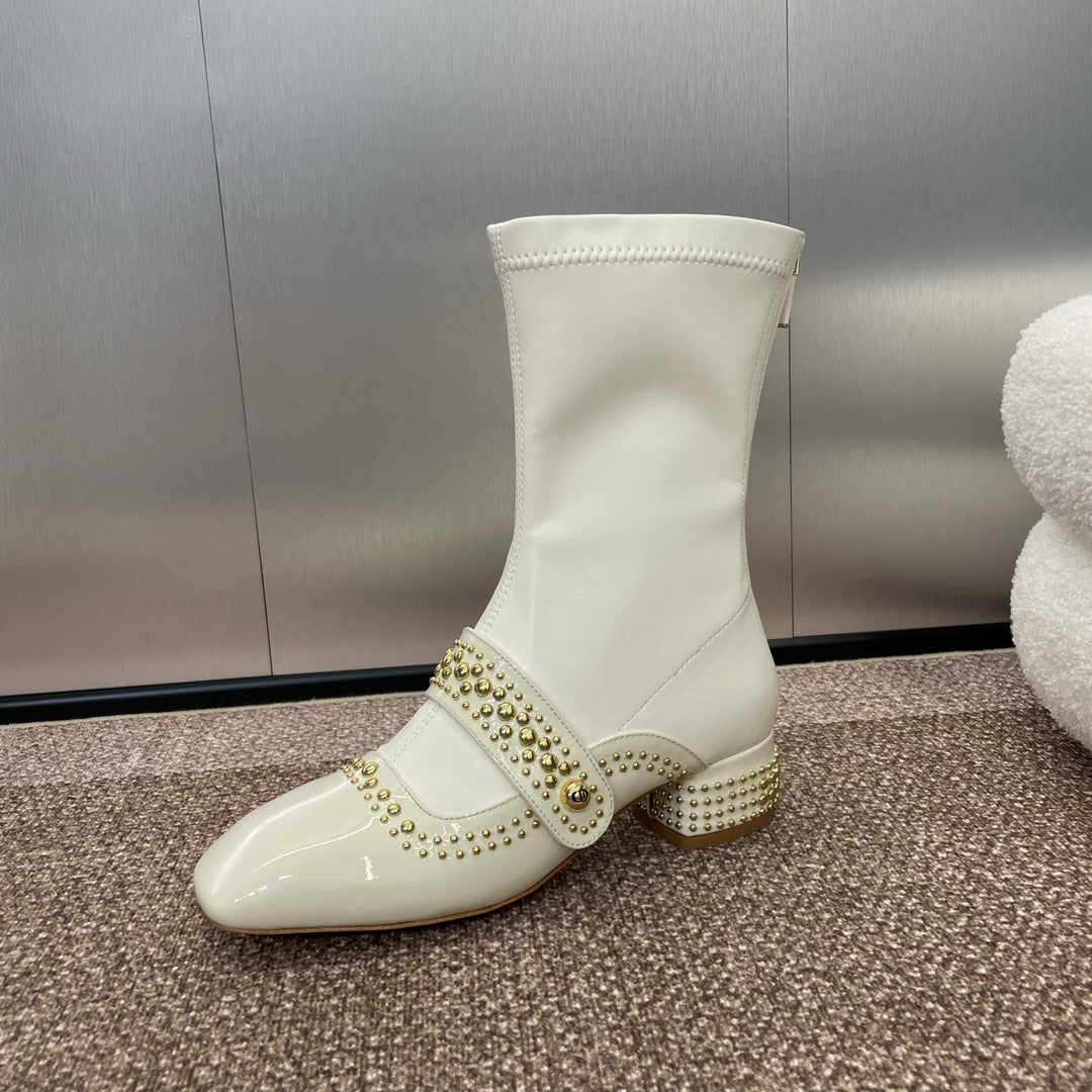 CD Ankle knight boots white gold patent leather 433113