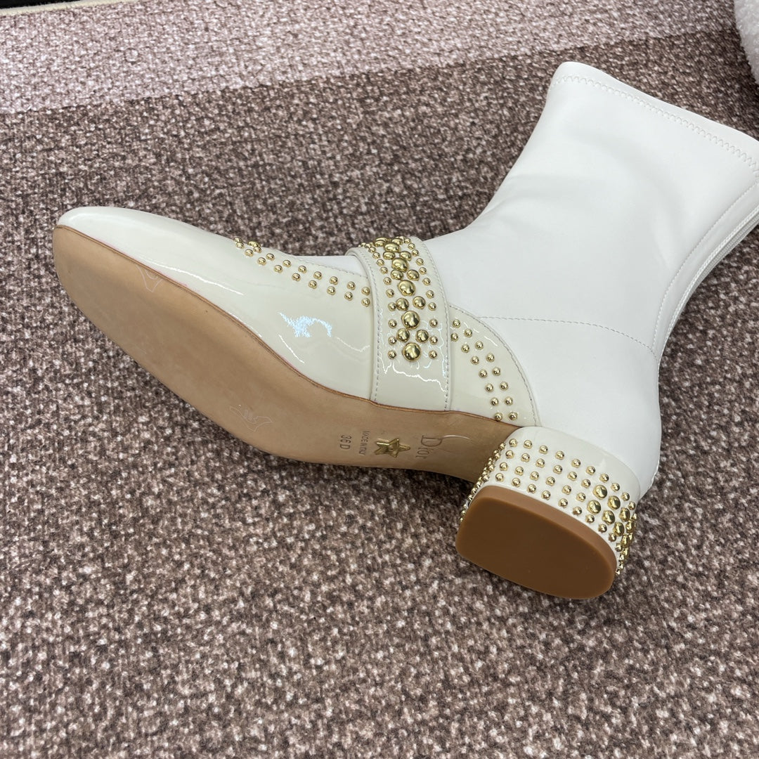 CD Ankle knight boots white gold patent leather 433113