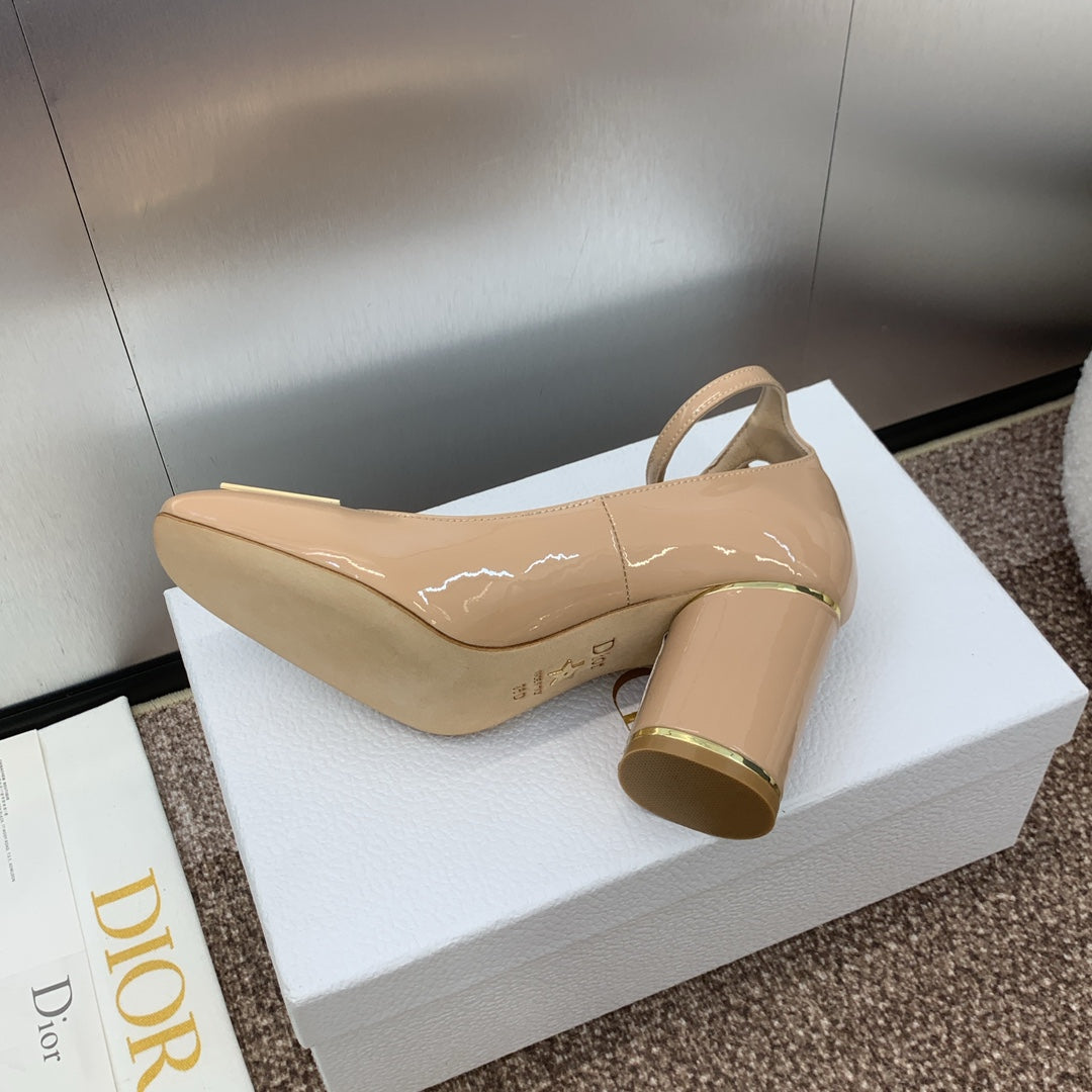 CD Miss Dior Pump 85mm Glossy Beige Cowhide
