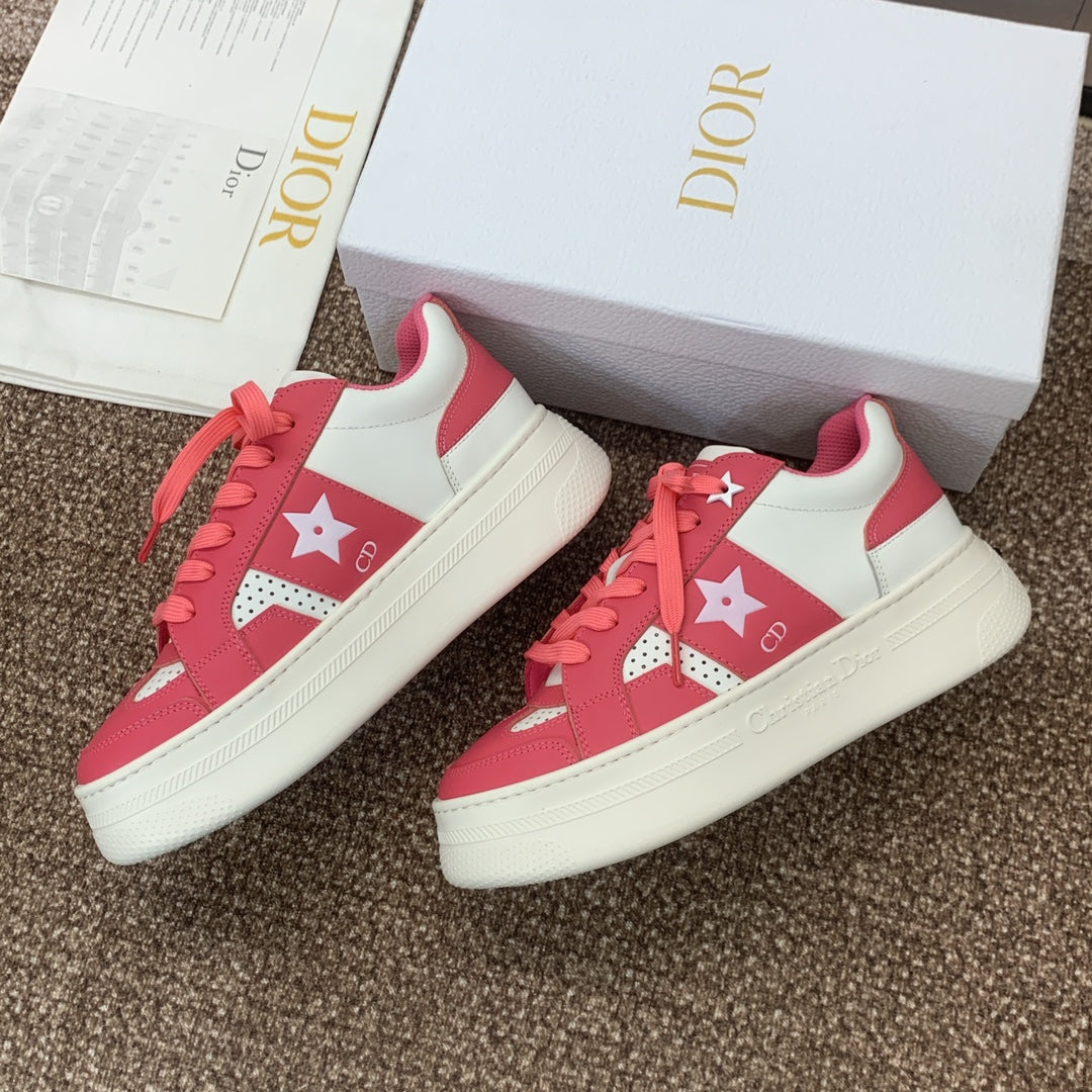 CD Star Platform Sneaker 35mm Coral Pink Calfskin