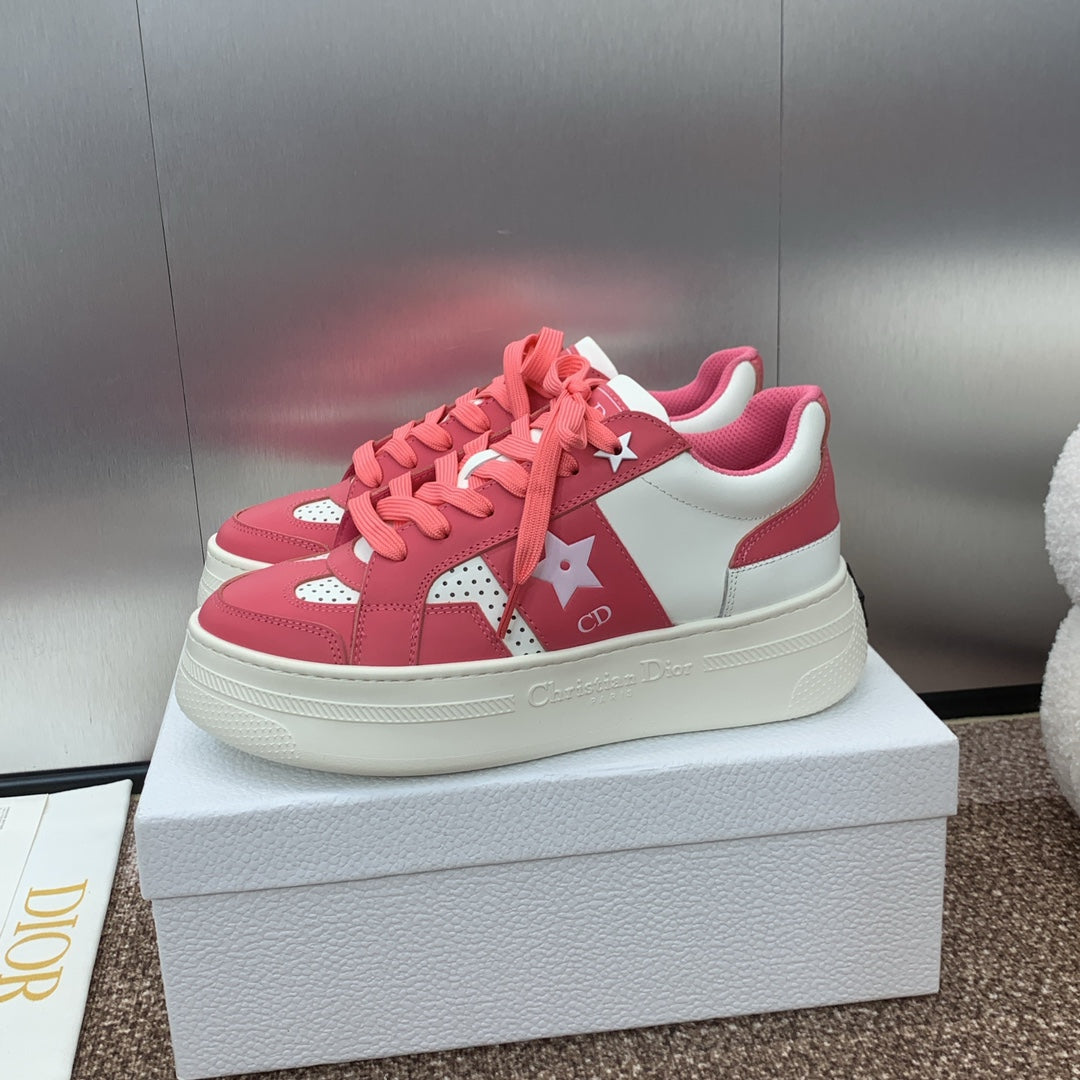 CD Star Platform Sneaker 35mm Coral Pink Calfskin