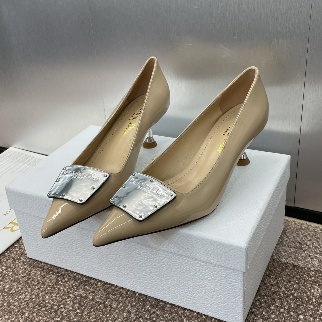 CD Pumps 65mm Glossy Beige Cowhide