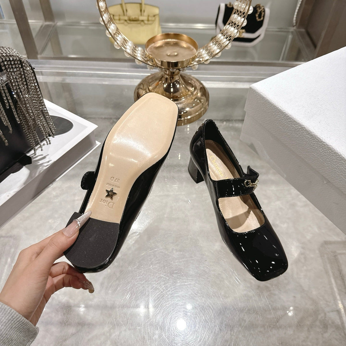 CD 26 Lolita High Heels 40 Black Patent Leather 592210