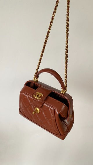 CC Mini Top Handle 18cm Red Leather Gold Hardware