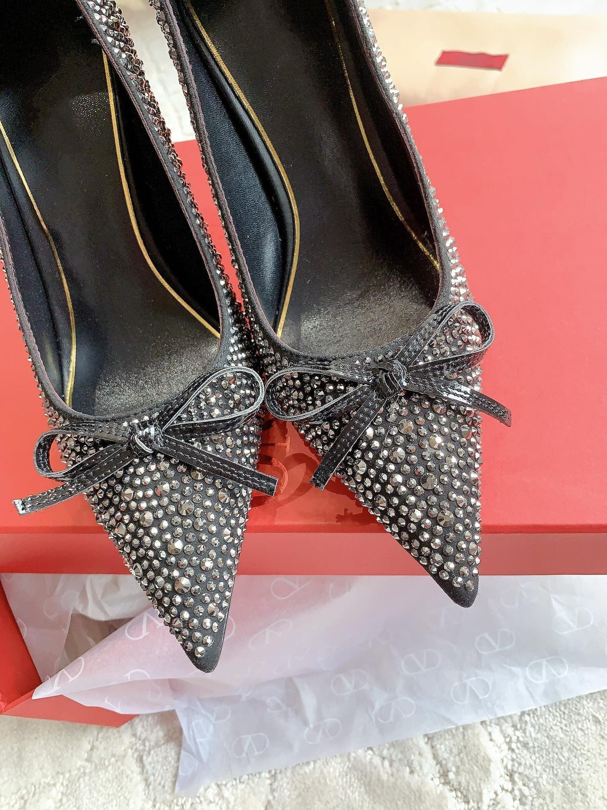High-heels Pump Crystals 10cm Black With Crystals