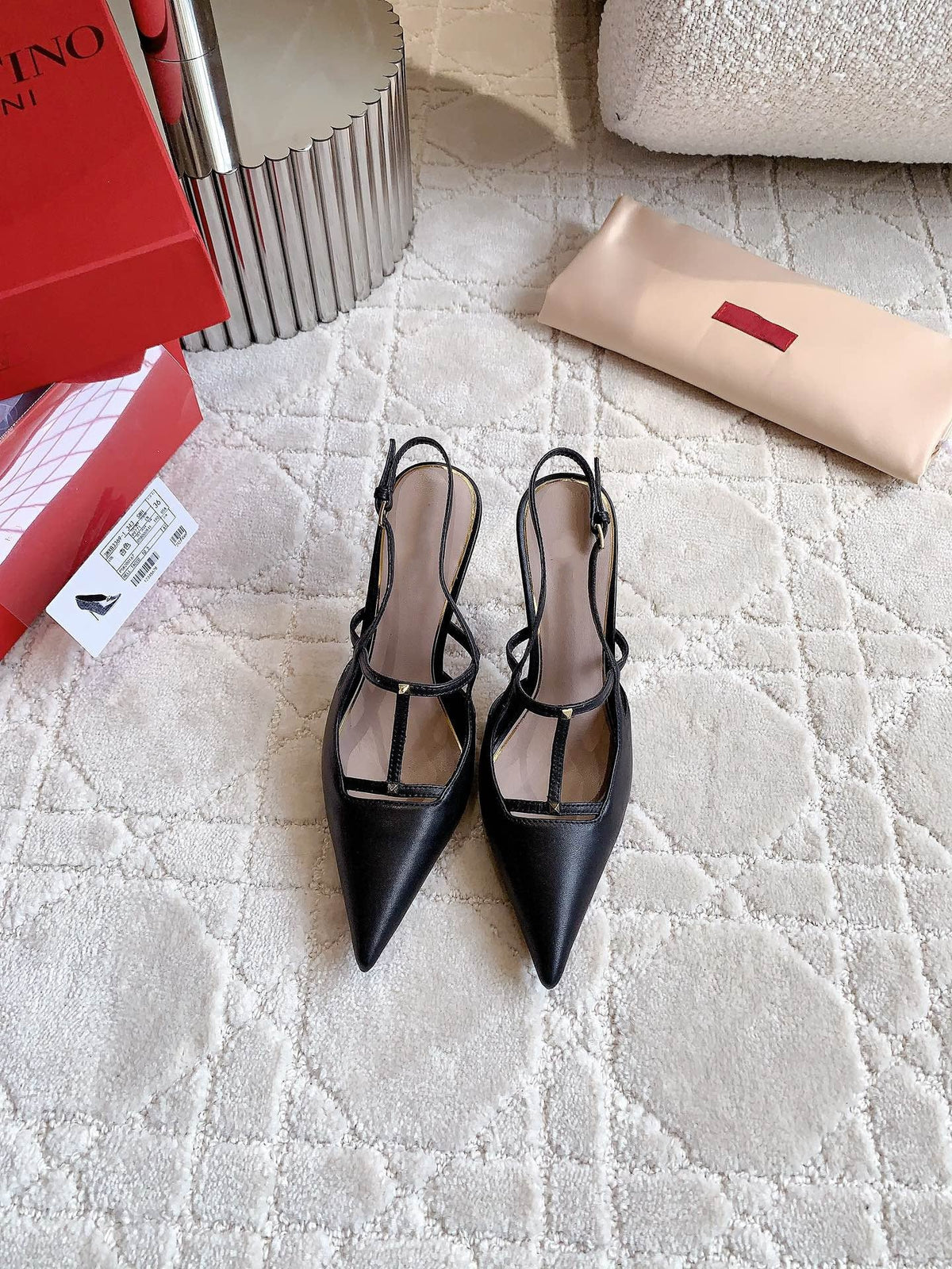 2 Rockstud Slingback 90mm Matte Black