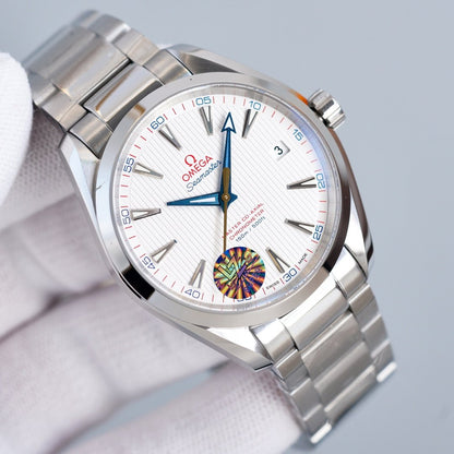 SEAMASTER AQUA TERRA 150M CO-AXIAL WHITE DIAL BLUE HAND
