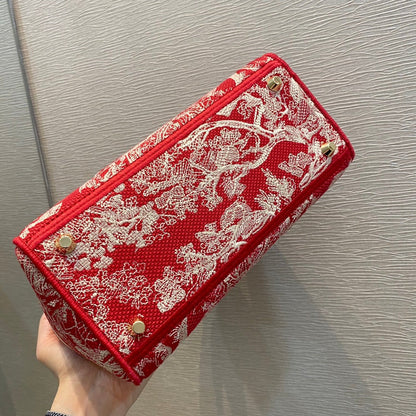 MEDIUM LADY D-LITE 24 RED MULTI COLOR EMBROIDERY